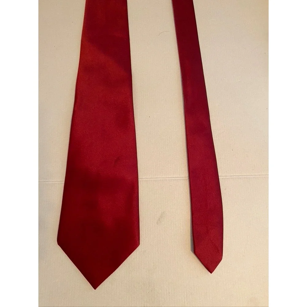 Green Original Mens Red Solid Satin Finish Formal Necktie Classic Silk Style Tie